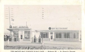 St Frances Kansas view of Ted Smith's Bay Svc & Bay Cafe antique pc BB3044