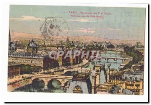 Paris (1) Old Postcard Panorama of the eight bridges (Eiffel Tower)