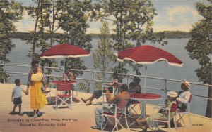 RELAXING IN CHEROKEE STATE PARK KENTUCKY LAKE BLACK AMERICANA POSTCARD (1940s)