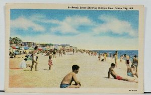 Ocean City Md Beach Scene Showing Cottage Line to Etters Pa c1960 Postcard E7