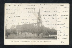 CARROLL IOWA GERMAN CATHOLIC CHURCH ST. PETER AND PAUL VINTAGE POSTCARD