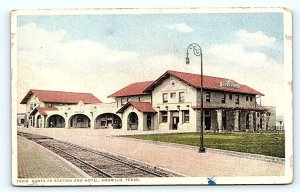 AMARILLO, TX Texas ~ SANTA FE RAILWAY DEPOT c1910s Fred Harvey Railroad Postcard