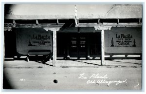 c1940 La Placita Gift Shop Restaurant Curios Albuquerque NM RPPC Photo Postcard