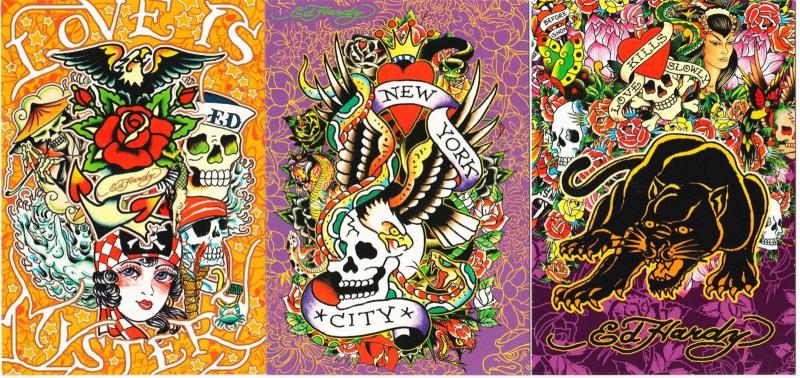 Tattoo Flash By Ed Hardy Lot Of 3 Postcards Lot 1 Hippostcard