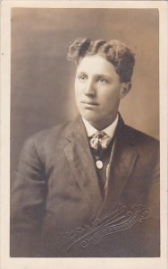 Man Posing Studio Grands Cedar Rapids 1911 Real Photo