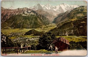 St. Beatenberg - Blick Auf Interlaken Switzerland Mountain Alps Farms Postcard