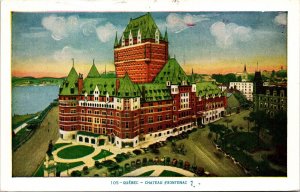 Quebec Chateau Frontenac WB Postcard PM PQ Canada Cancel WOB Note VTG Sunset 