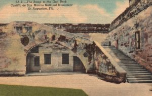 Vintage Postcard 1930's Ramp To Gun Deck Castillo De San Marcos St. Augustine FL