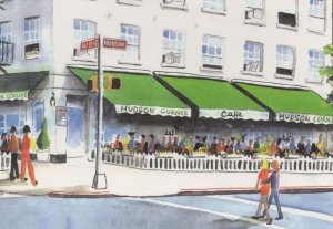 Hudson Corner Cafe New York City Painting Advertising Postcard