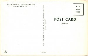 Cedar County Courthouse Completed 1967 Old Truck Car Postcard Koppel IA VTG UNP 