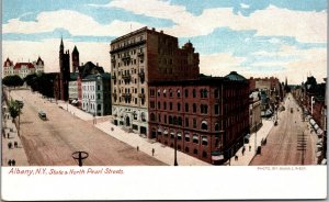Vtg Albany New York NY State of North & Pearl Streets 1905 Unused UDB Postcard