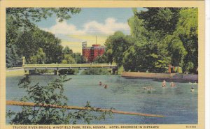 Nevada Reno Truckee River Bridge Wingfield Park Curteich