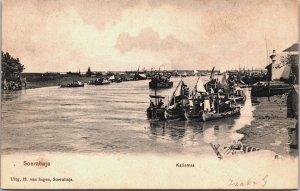 Indonesia Surabaya Soerabaja Kalimas River Vintage Postcard C118