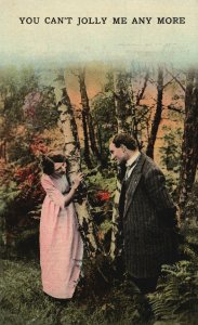 Vintage Postcard 1913 Lovers Couple In The Woods Dating Courting Romance