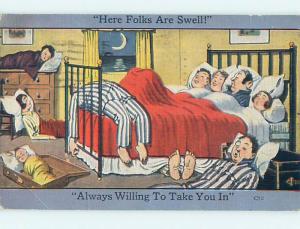 Bent Corner Linen comic LOTS OF PEOPLE SLEEPING IN THE SAME BEDROOM o7079