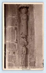 RPPC Killpeck Church figures on norman arches Herefordshire England UK Postcard