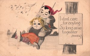Vintage Postcard Kids Friendship Don't Care for Anything So Long as Together