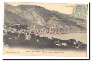 Menton Old Postcard cAp Martin taking the view