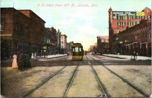 Postcard NE Lincoln O. Street View Streetcar Sheridan Coal & Lumber 1909 V202