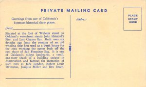 Oakland California 1940s Postcard Heinold's First & Last Chance Jack London