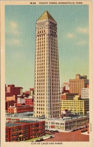 Foshay Tower Minneapolis MN Minnesota Unused Linen Postcard E85