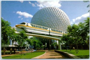 A Sleek monorail circles Spaceship Earth, Future World, Walt Disney World - FL