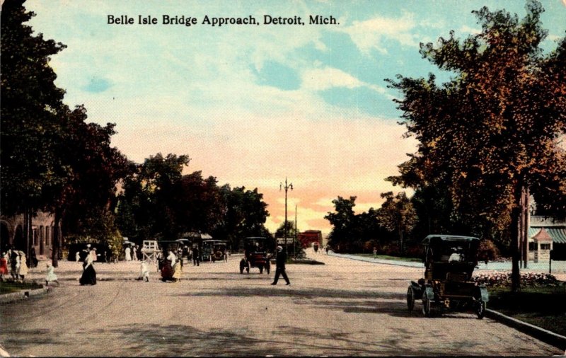 Michigan Detroit Belle Isle Bridge Approach Curteich