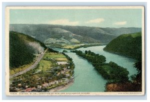 c1915 W. VA. Junction Greenbrier Rivers. Postcard F81E