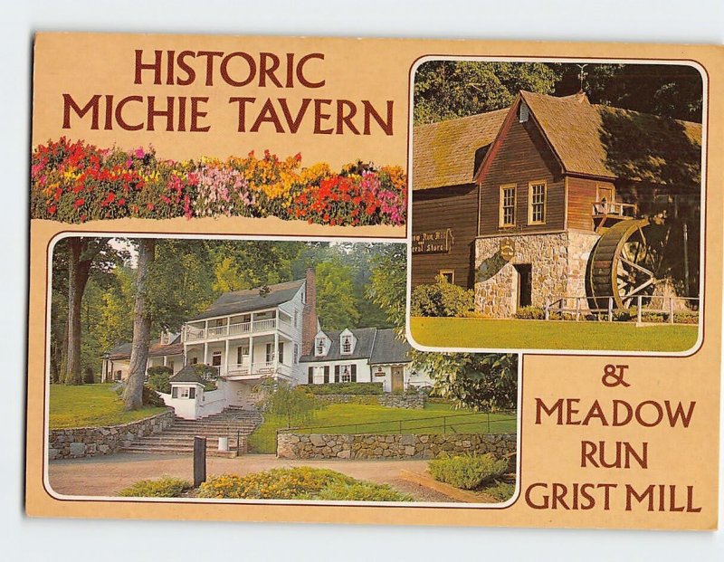 Postcard Historic Michie Tavern & Meadow Run Grist Mill, Charlottesville, WV