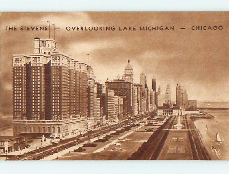 Unused Linen-ish STEVENS HOTEL Chicago Illinois IL Q6601