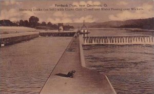 Ohio Cincinnati Fernbank Dam Showing Locks On Left With Upper Gate Closed And...