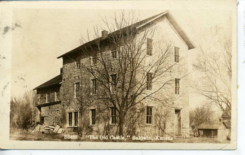 RPPC BALDWIN KANSAS THE OLD CASTLE VINTAGE POSTCARD 1925