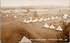 Military Camp Farnham QC Quebec Soldiers Tents UNUSED Real Photo Postcard F46