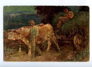 189971 Rural Family COW by STERL Vintage Colorful postcard