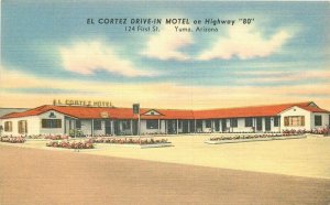 El Cortez Drive In Motel roadside Yuma Arizona Postcard Full Color roadside 8654