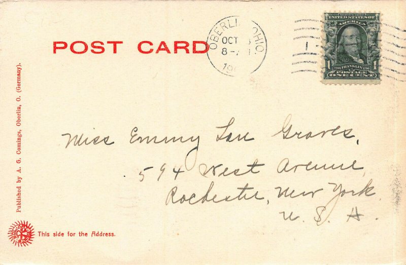 Warner Gymnasium, Oberlin, Ohio, early postcard, Undivided Back, Used in 1905