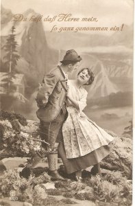 Couple. Romance Old vintage German postcard