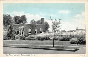 H99/ Shenandoah Iowa Postcard c1930s Mt Arbor Nursery Greenhouse 118