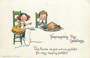 Postcard C-1910 Brundage Thanksgiving Day greetings Happy Children 23-13750