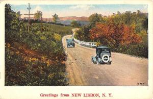 New Lisbon New York Scenic Roadway Greeting Antique Postcard K92577