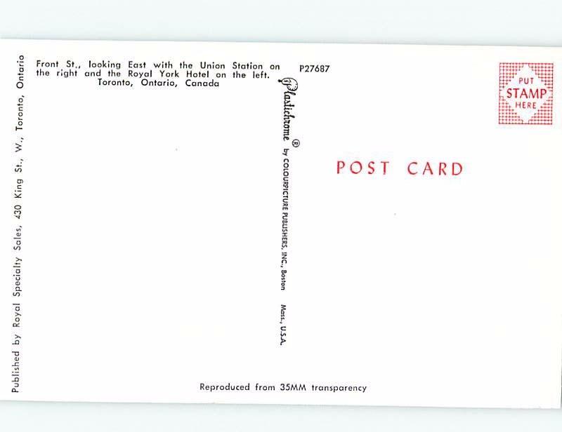 Unused Pre-1980 OLD CARS ON FRONT STREET Toronto Ontario ON F0466