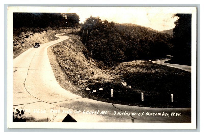 Curves U.S. 50 West Side Laurel Mtn. Macomber WV Vintage Standard View RPPC 