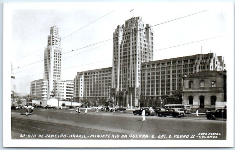 Postcard - Ministerio Da Guerra E Est. D. Pedro II - Rio de Janeiro, Brazil 