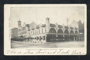 SPOKANE WASHINGTON DAVENPORT'S RESTAURANT VINTAGE ADVERTISING POSTCARD