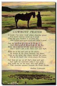 Old Postcard Cowboys prayer Horse