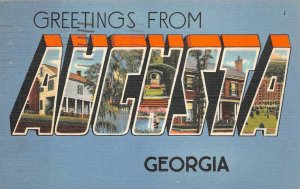 GREETINGS FROM AUGUSTA GEORGIA LARGE LETTER POSTCARD 1958