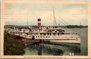Postcard ON Passenger Steamer Toronto on Her Thousand Island Trip 1940 K68