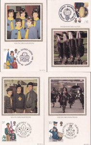 Benham Scouting Boy Scouts Girl Guides 4x Postcard FDC s