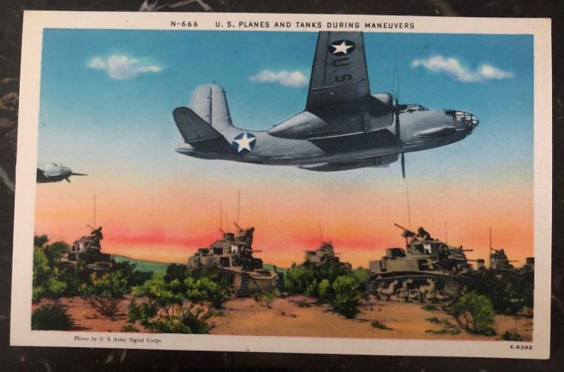 Mint Usa PPC Picture Postcard US Planes & Tanks During Maneuvers
