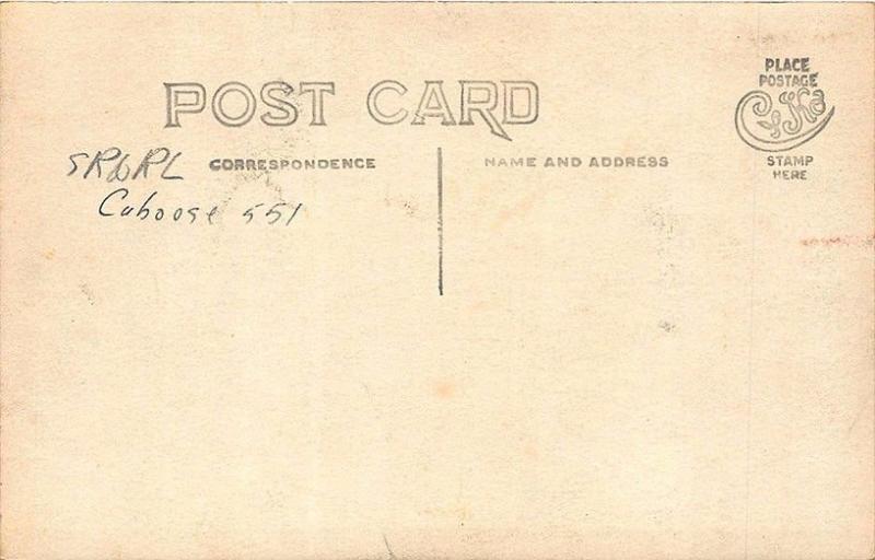 S.R. & S.R. Narrow Gauge Railroad Caboose #551 RPPC Postcard